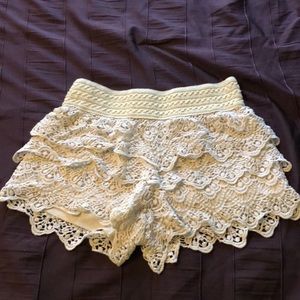 White Lacey shorts. In great condition